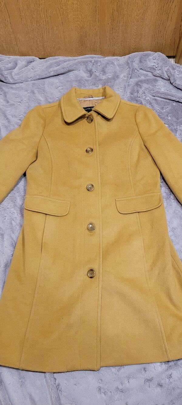 Lands End Cashmere Wool Coat Womens 8 Carmel Long Winter Jacket Trench Luxury